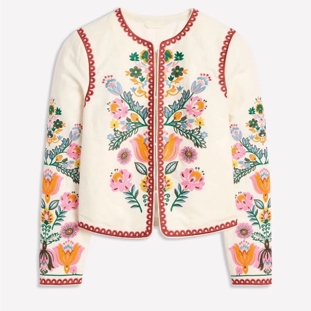 Boden Jacket Nwt 6 Embroidered Item Jacket Islington Multi Floral Embroidery